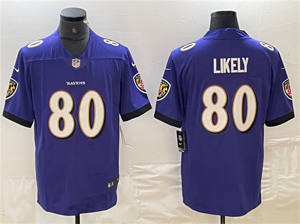 Men's Baltimore Ravens #80 Isaiah Likely Purple Vapor Limited Football Jersey - Click Image to Close